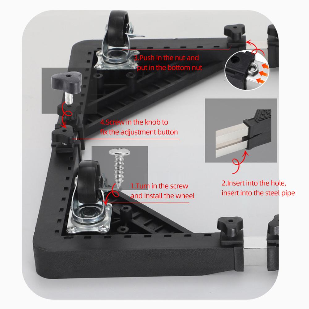Rubber Wheel 40cm-60cm Mobile Fridge Stand Base,Washing Machine Stand with Wheels Adjustable Furniture Dolly for Washer Refrigerator and Dryer