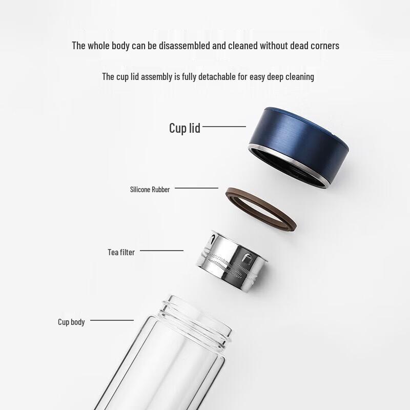 Thermos Двухслойная стеклянная бутылка-заварник для чая из боросиликатного стекла 300 мл