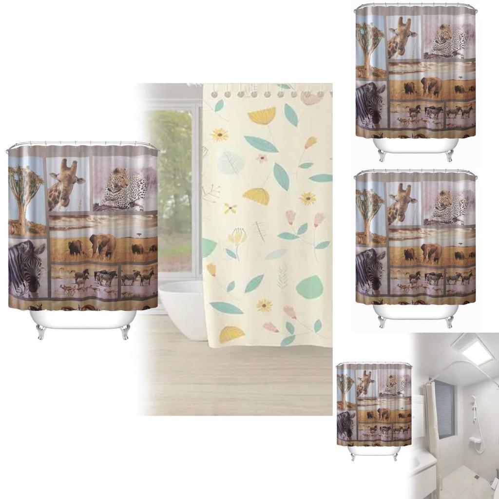 Waterproof Peva Bathroom Curtain Animal Design Long Giraffe Zebra For Living Space