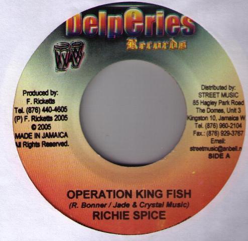 7inch Record RICHIE SPICE Operation King Fish NONE Delperies Recor 2005 Jamaica Reggae Ska Dub Used