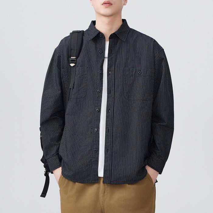 Новая весенняя японская ретро мужская рубашка из рыхлого оксфордского хлопка, повседневная американская рубашка