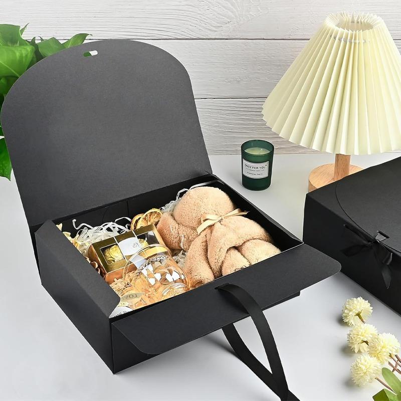 10 подарочных коробок с крышками, 10,63x7,87x3,15 дюйма, черная бумажная подарочная коробка с лентой, коробка для предложения руки и сердца подружки невесты на свадебную вечеринку, изготовление подарков