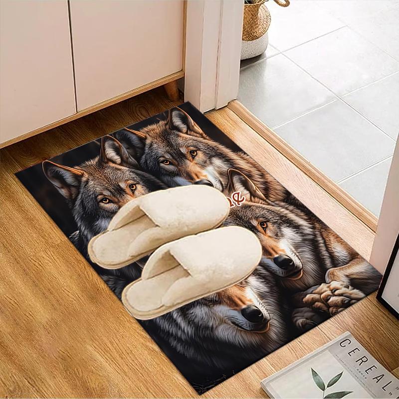 1PC Custom Name Wolf Pack Majesty Theme Floor Mat Ideal for Living Room, Game Rooms, Office, Bedroom,Floor Mat Playful Design