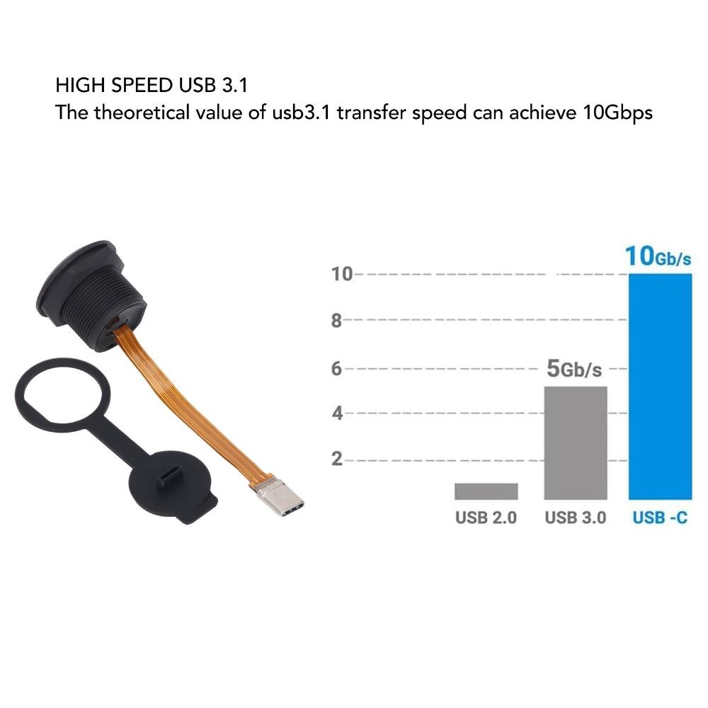 IP67 Waterproof Type C 3.1 Panel Mount Connector FPC Cable Connector  Industrial Automation