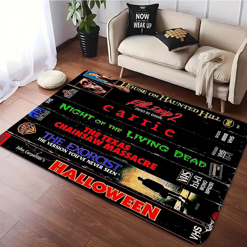 Ковер-циновка в стиле ретро-черного фильма ужасов для декора гостиной, мягкий ковер для дивана, спальни, нескользящий коврик для пола для фанатов, домашний придверный коврик