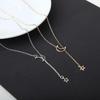 Fashion Creative Gifts Personalized Korean Star Pendant Tassel Necklace for Women Hollow Star Moon Collar Sweater Necklace Decor