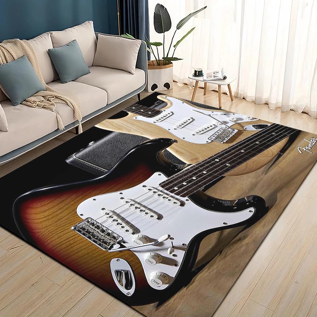 3D Ретро лого Fender Гитарные Инструменты Музыка Ковер Коврик для Гостиной Спальни Дома Декорация Дивана, Детский Нескользящий Напольный Коврик