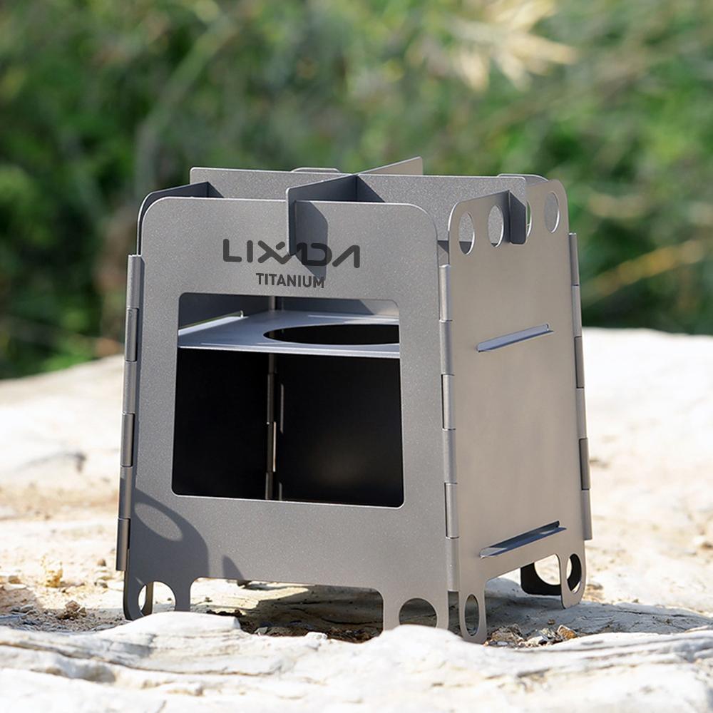 Lixada Портативная походная титановая плита, легкая складная дровяная печь, карманная уличная плита