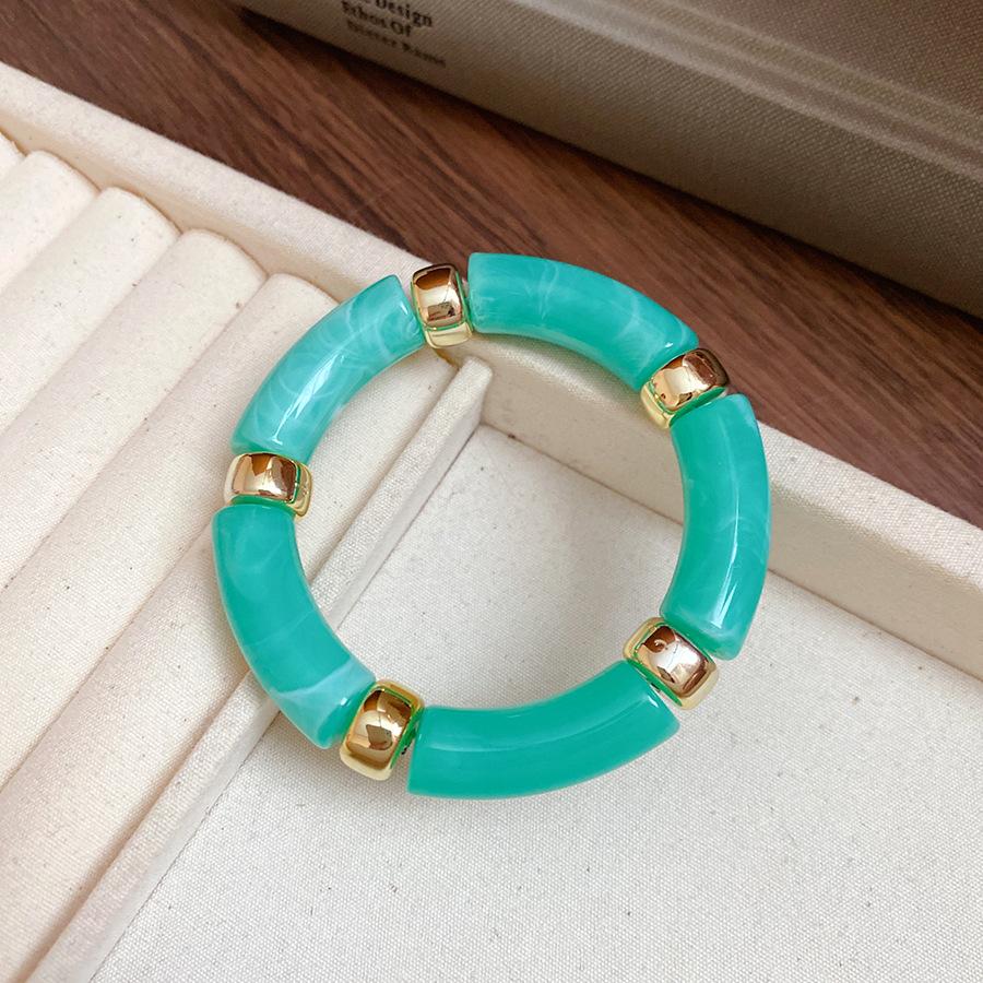 New Splicing Bamboo Tube Acrylic Round Bangles for Women Men Fashion Smuding Geometric Bracelets Elastic Bangle Couple Jewelry X