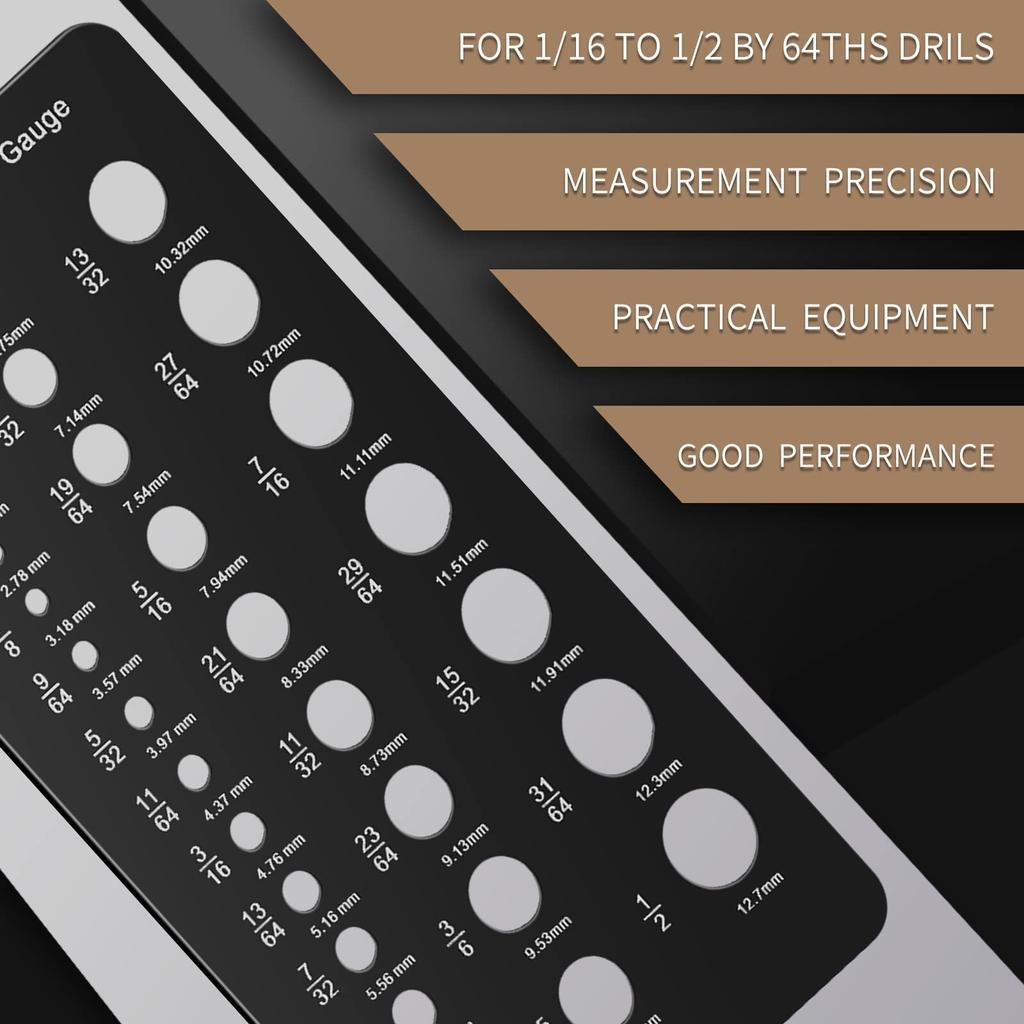 1/16 To 1/2 Inch 29 Hole Steel Drill Bit Gauge