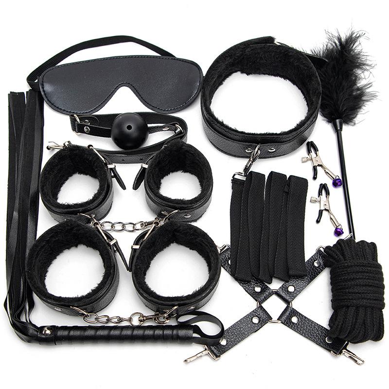 Leather  Kit Bondage Set Adult Toys Sex Games Handcuffs Whip sm Sex Toy Kits Exotic Accessories Erotic Sex Toys for Couples