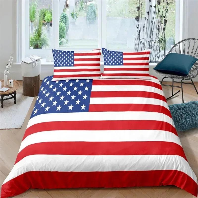 Пододеяльник с флагом США King Size Креативный патриотический комплект постельного белья США для взрослых и подростков Микрофибра Пододеяльник