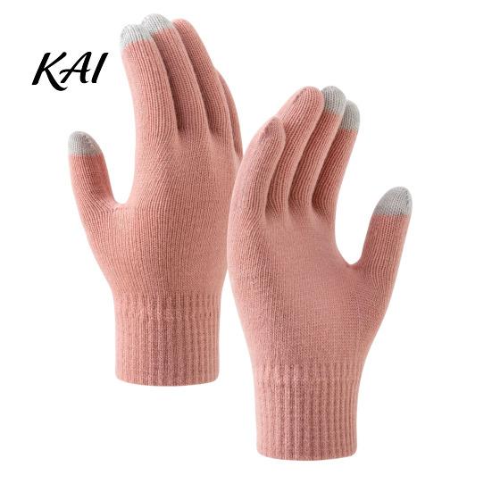 Skiing Snowboard Winter Gear Knitted Touchscreen Gloves for Women Men, Warm Five Finger Gloves, Elastic Ribbed Cuff Hand Warmers Thermal Cold Weather