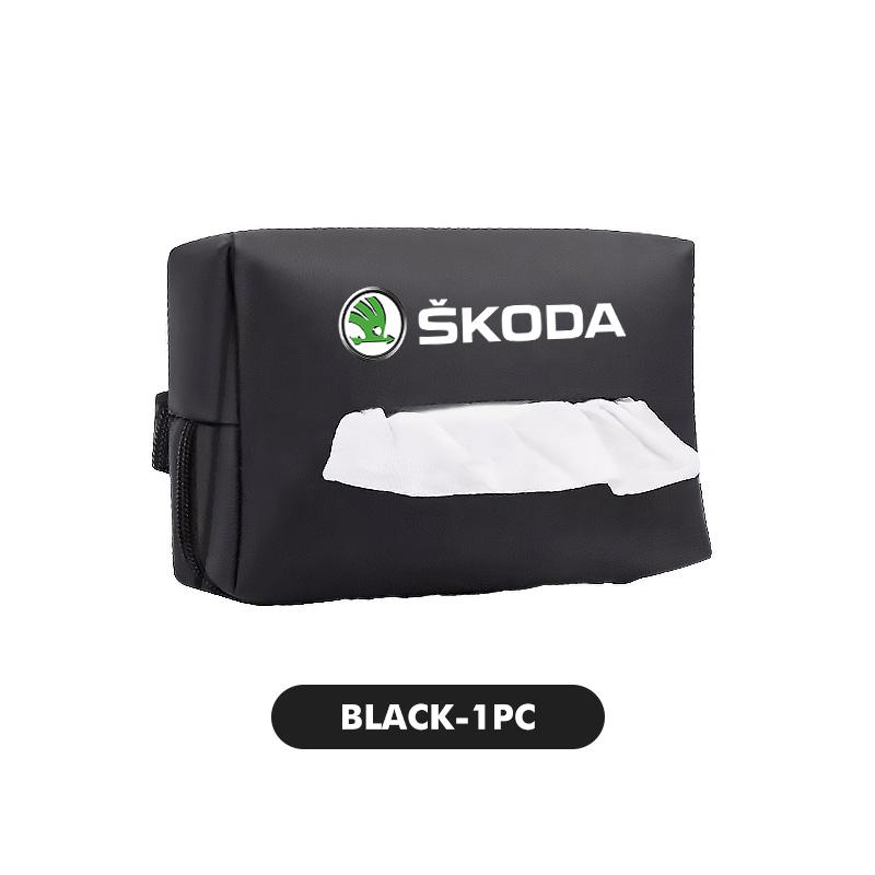 AAFO1 Car Styling Tissue Bag Armrest Box Paper Towel Interior Organizer Accessories For Skoda Kamiq Karoq Octavia 2 3 Rapid Scala Kami