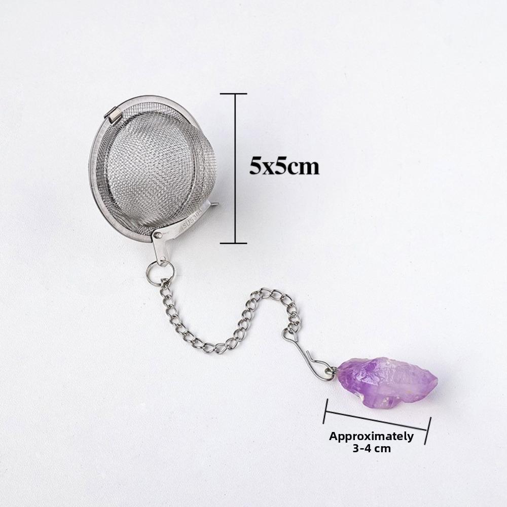 Fine Mesh Tea Filter Strainer with Crystal Stone Chain Spice Strainer for Tea Brewing