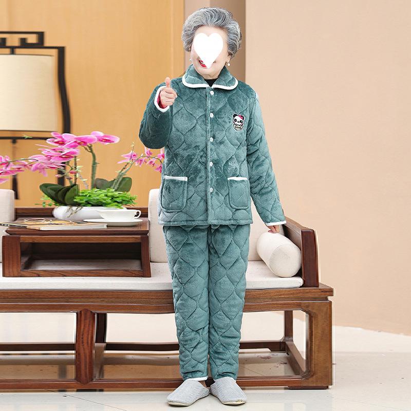Женская домашняя одежда трехслойная утепленная пижама зимняя одежда бархатный комплект с подкладкой