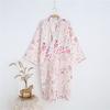 Japanese Kimono Ladies Bathrobe Nightdress Long-sleeved Nightgown Cotton Gauze Summer and Autumn Cute Sweaty Spring Cotton Pajamas