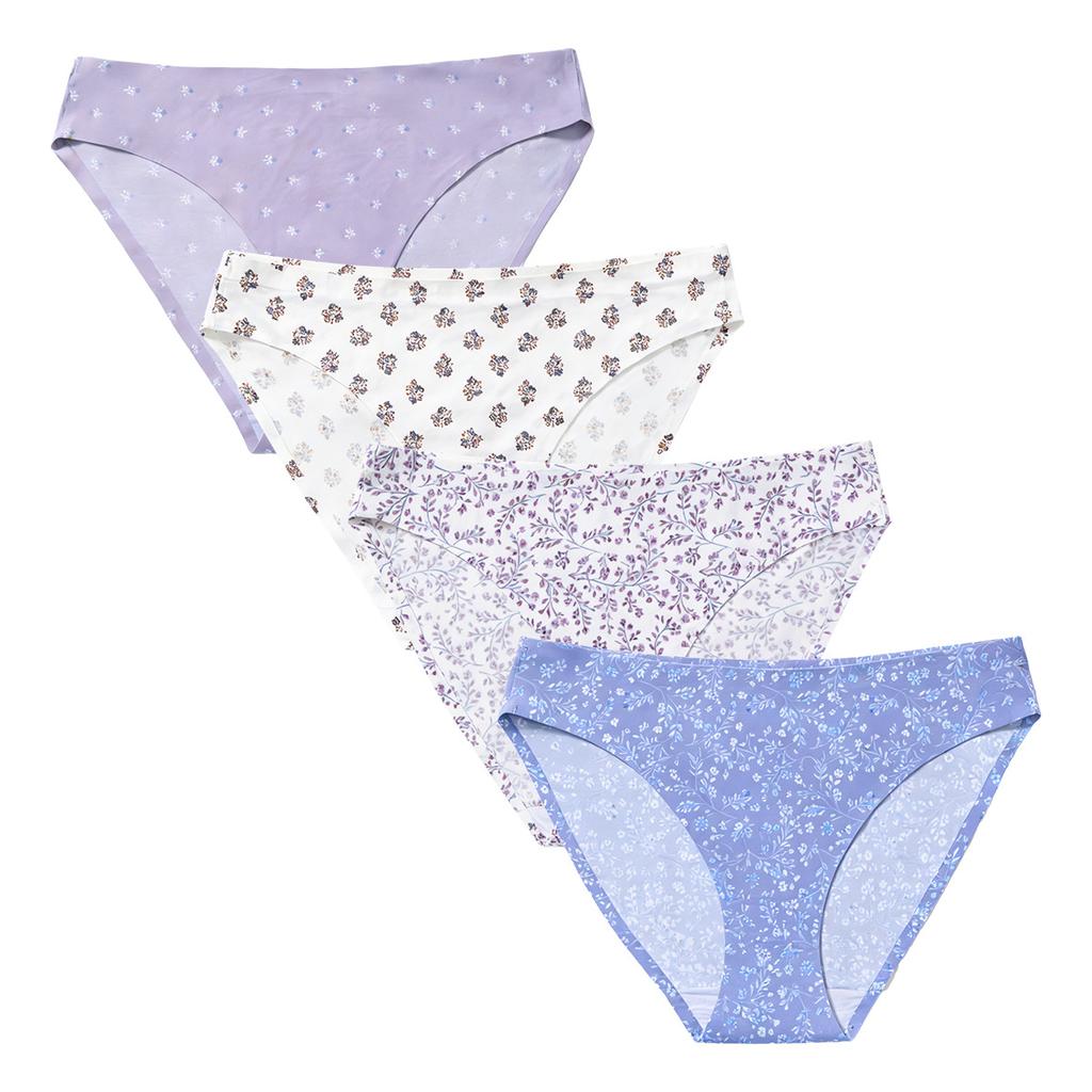 Low Rise Ice Silk Seamless Panties for Women Sexy Print Breathable Quick Dry Comfortable Triangle Briefs