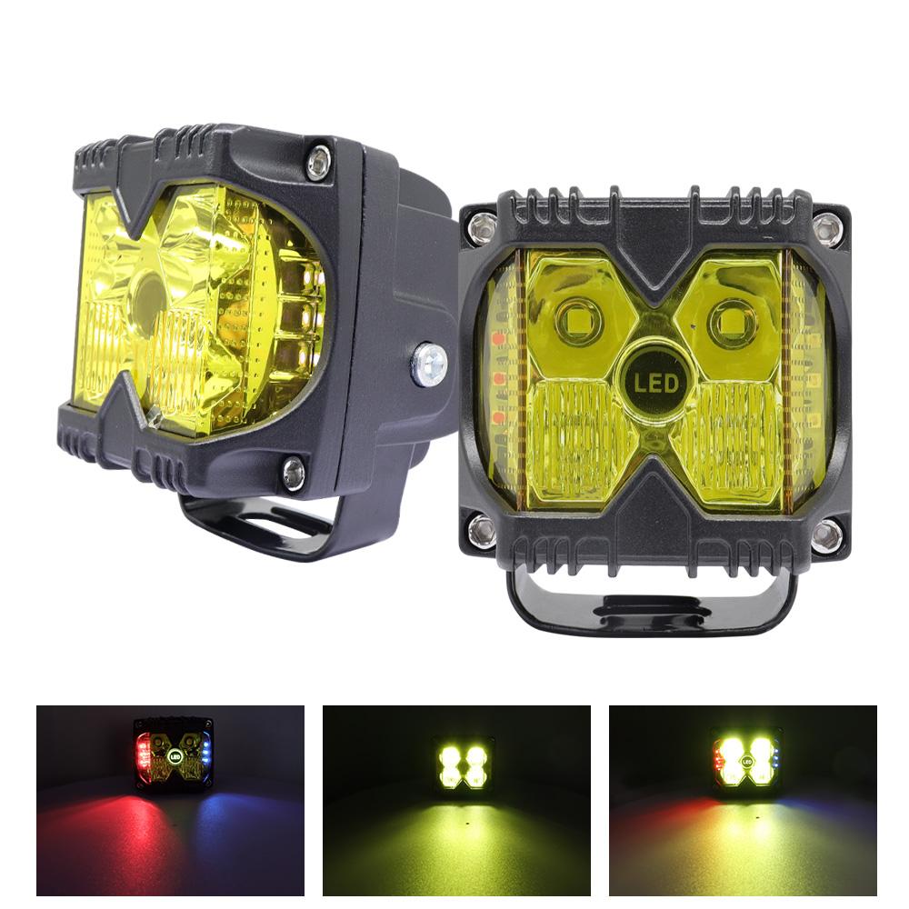 LELANPU 3 Inch Werklamp Rood Strobo Luces Car Accessories Truck Grille Combo Beam Flood Spot Pod Working Off-road LED Work Light
