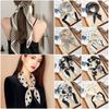 Trendy Square Silk Scarf 70*70cm Black White Head Handkerchief Handbag Wraps Stripes Dots Flower Bandana Women