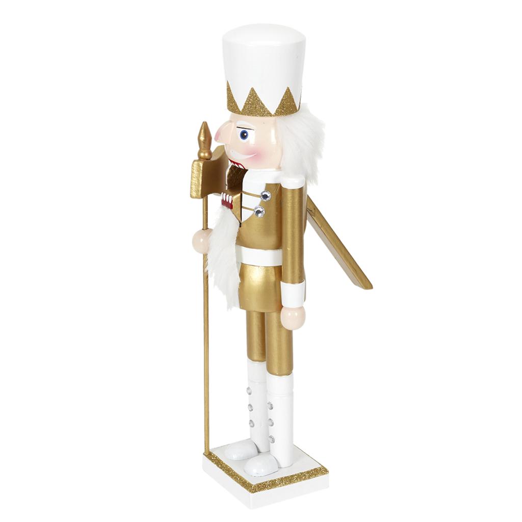 Les Trésors De Lily [A3491] - Деревянная статуэтка золотисто-белого цвета «Щелкунчик». (алебарда) - 35x10x8см