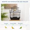 Metal Bird Cage with Plastic Swing Perch Food Container Tray Handle for Finch Canary Budgie 43.5 x 33 x 63 cm, Black