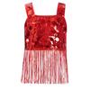 Девочки Танцевальный Кроп-Топ с Широкими Бретелями и Блестящей Бахромой из Пайеток для Джазового Вечернего Выступления