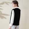 TUHUANG Women's Pure Wool V-Neck Cardigan Vest
