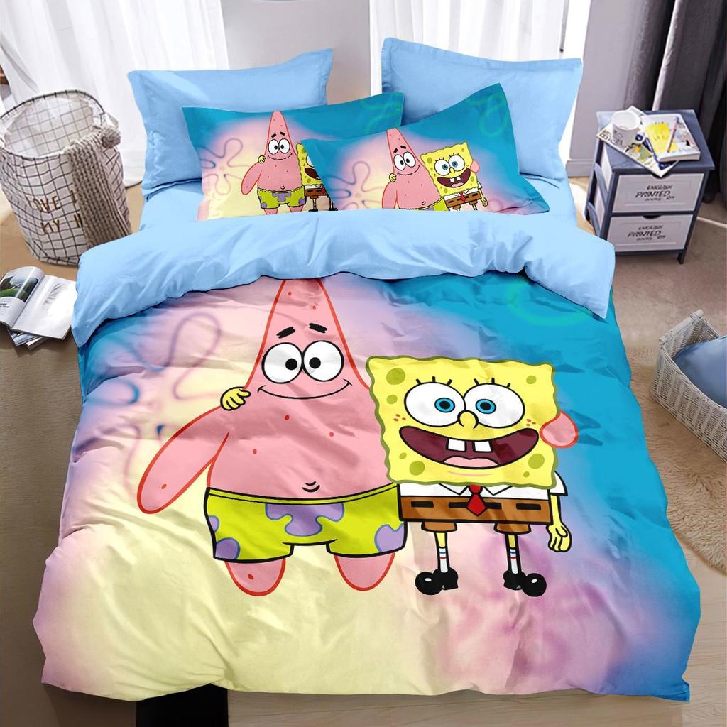 3D SpongeBob SquarePants Polyester Duvet Cover Set for Children, King Size Bedding, Comforter Sets, 100% Polyester
