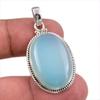 Natural Aqua Chalcedony Gemstone Handmade 925 Solid Silver Pendant 1.50" a2C44