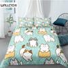 Cartoon Cat Duvet Cover Set for Kids Girl Microfiber Kitten 2/3pcs Cartoon Animal Bedding Set Single Twin Queen King Quilt Cover