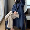 Woolen Long Coat Casual Women Double Breasted Faux Wool Jacket Fall Fashion Korean Ladies Black Clothes New Winter