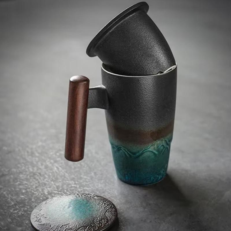 Эстетичная Креативная Ретро Кружка Керамическая Большая Чашка для Чая Кофе Ручная Работа Керамическая Кружка Чашки и Кружки Элегантный Деловой Подарочный Набор Традиционная Китайская Чаша