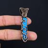 Удивительный синий бирюзовый драгоценный камень ручной работы из чистой медной проволоки, обернутый кулоном, ювелирные изделия