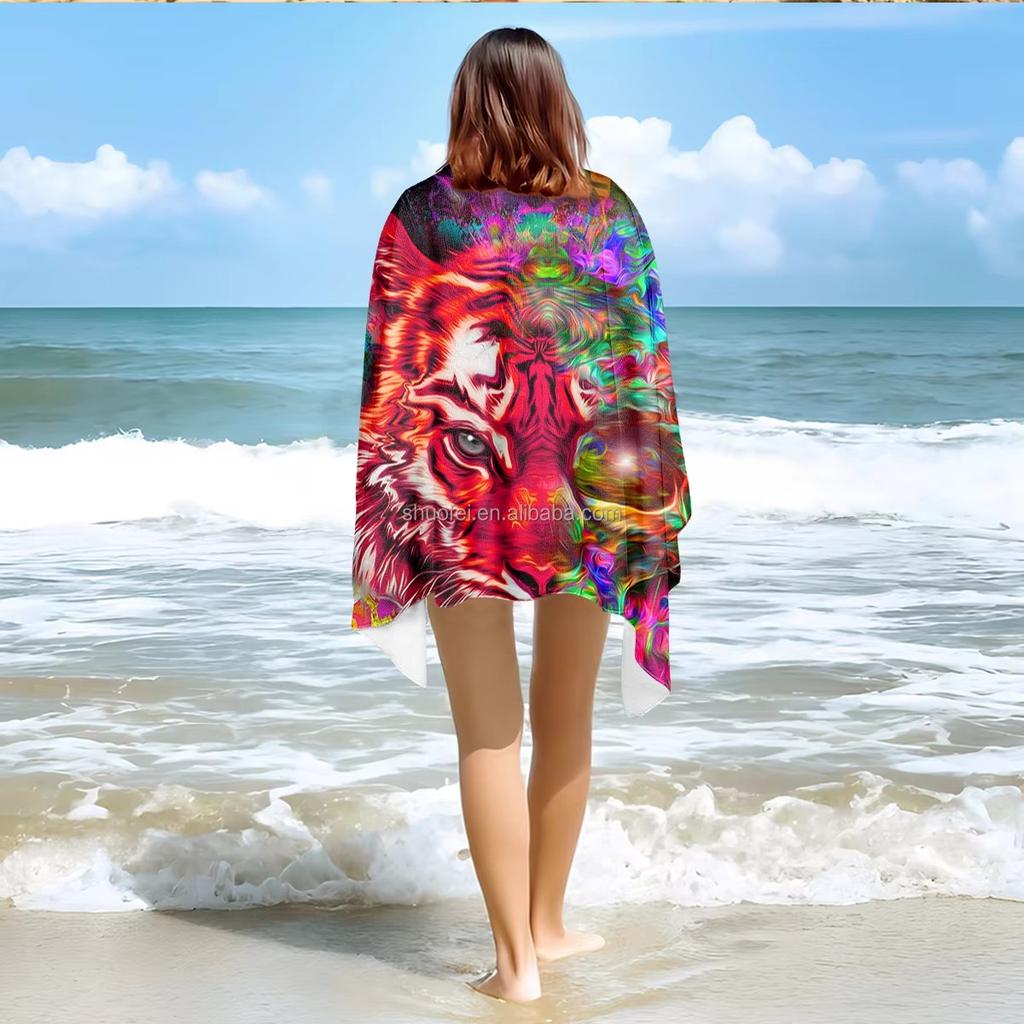 Exquisite Creative Tiger Pattern Beach Towel | Multi-functional Decorative Throw for Festivals, Home Decor & Boutique Retailers