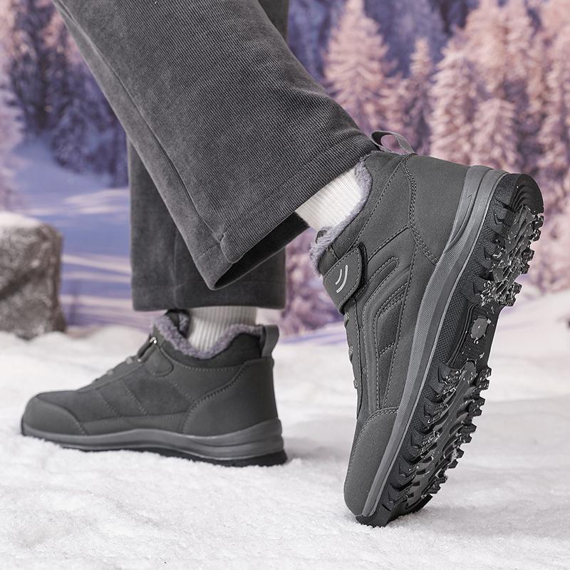 Winter Walking Shoes Unisex Hook And Loop Strap Quick Lace Collar Plush Lined 34-43