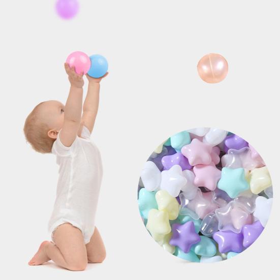 100Pcs/Set Colorful PE Crush Ball Round Star Thickened Pit Proof BPA Phthalate Free Safe Indoor Outdoor Baby
