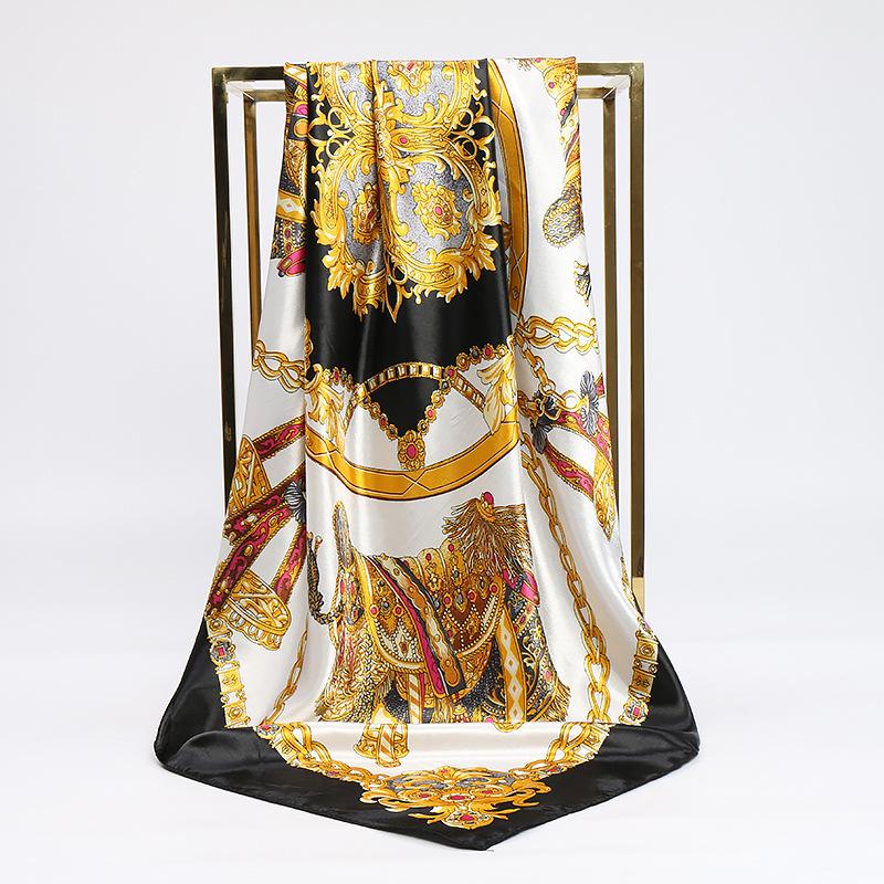 Spring and Autumn Women's Cashew Print Square Scarf Fashion Commuting Versatile Headscarf Stained Rose Square Scarf