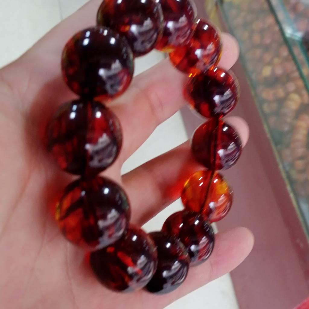Real Mexican Blood Amber Bracelet Men Women Healing Jewelry Red Ambers Gemstone Beads Elastic Beaded Bangles Lucky Amulet Gifts
