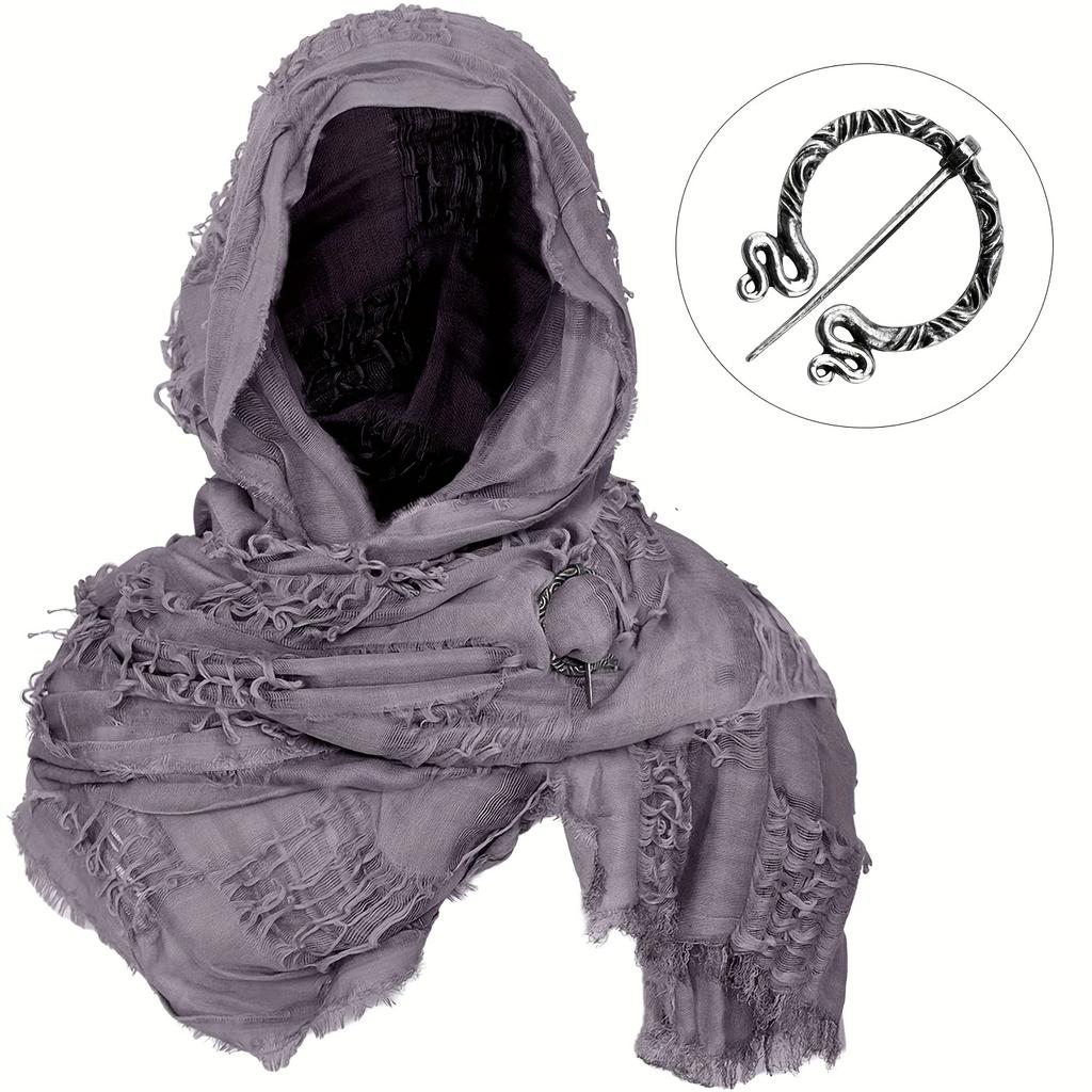 1 шт. Плащ средневекового рыцаря Костюм на Хэллоуин Полиэстер Ренессансный плащ с капюшоном LARP Косплей Фото реквизит Шарф Шарф