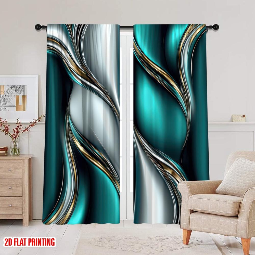 2 шт. 2D плоская печать Элегантные Современные Темно-зеленые Серые Печатные Шторы Специальный Дизайн Для Гостиной Спальни И Кабинета Машинная