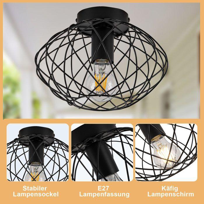 Plafonnier - NETTLIFE - E27 Ø25 cm - Noir - Métal - 1 flamme