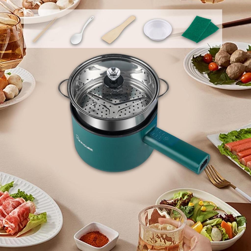 Electric Pot 1.8L Frying Pan for Pasta Steak Oatmeal Ramen Eggs