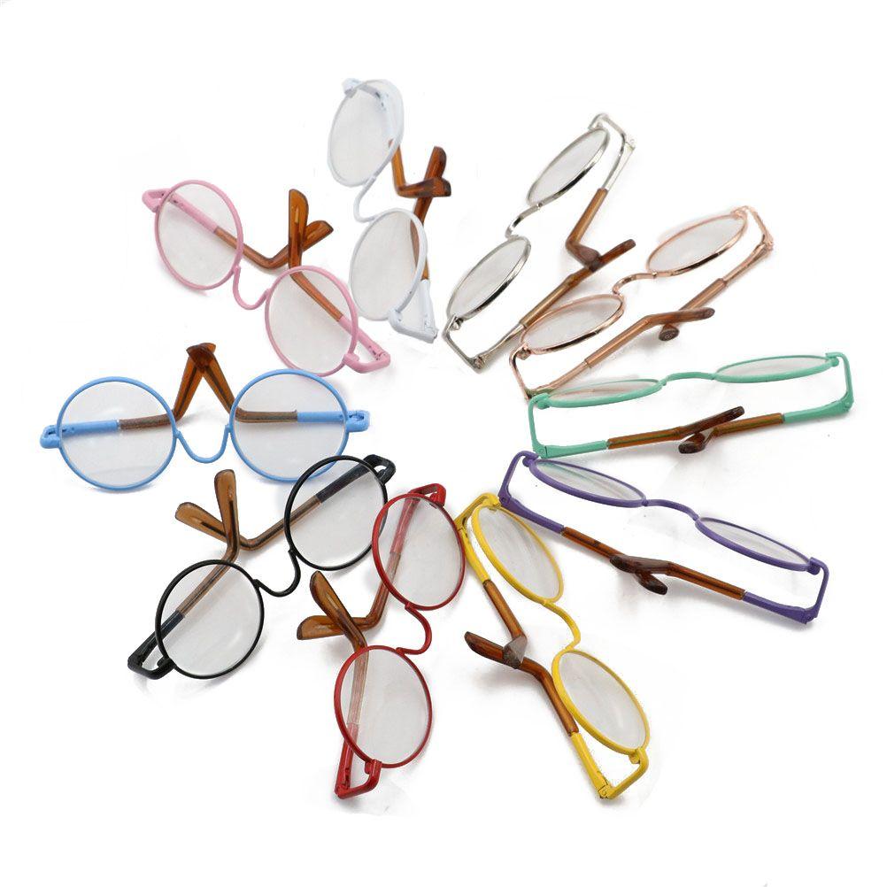 Костюм для очков для куклы 12/18 дюймов Очки Металлическая оправа Миниатюрные очки Круглые Прозрачные линзы