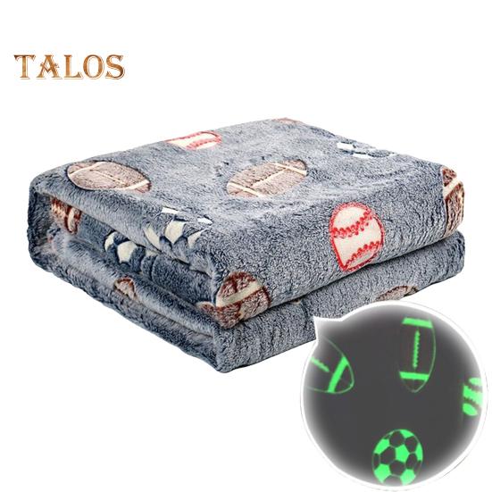 Double Sided Flannel Luminous Blanket Star Moon Dinosaur Graphics Glow-in-the-Dark Blanket Thermal Blanket for Kids Bed Stroller Car or Couch