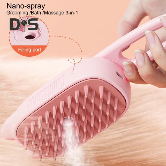 Паровая щетка для домашних животных 3-в-1, массажная расческа для ухода за кошками, аккумуляторная щетка для распутывания шерсти домашних животных, щетка для линьки с функцией распыления тумана для кошек и собак