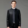 Кожаная куртка мужская, новая, из натуральной кожи, деловая, повседневная, кожаная куртка для мужчин среднего возраста, воротник-стойка, осенне-зимнее пальто