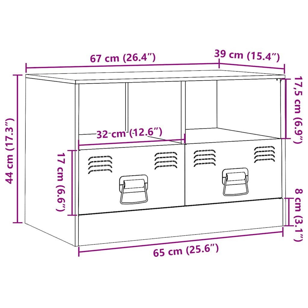 TV Stand Mustard Yellow 67 x 39 x 44 cm Steel