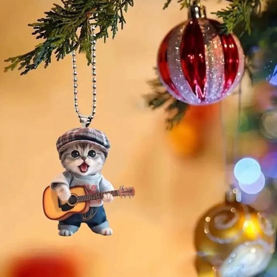 Милая гитара кошка автомобиль подвесное украшение зеркало заднего вида подвеска очаровательный акрил