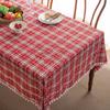 Christmas Tablecloth Green Plaid Snowflake Cotton Linen Rectangular Table Cover New Year Gifts Dining Living Room Table Decor
